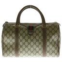 GUCCI(グッチ) ミニボストンバック ハンドバッグ ブラウン×ベージュ ゴールド金具 GGキャンバス×レザー 111.02.007【中古】【程度A】【カラーベージュ】【取扱店舗BRING札幌店】