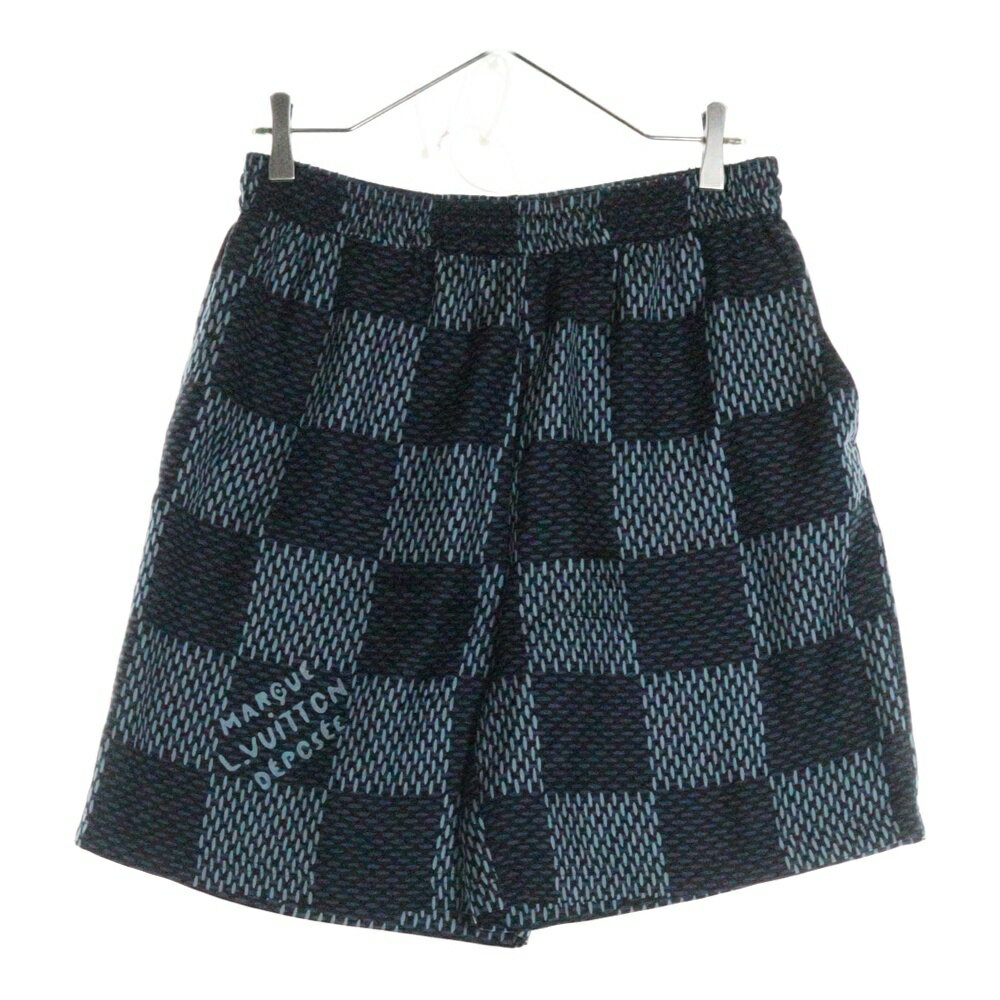 LOUIS VUITTON(ルイヴィトン) サイズ:48 25AW 総柄 ダミエ シルクショーツ ハーフパンツ ブルー RM252MQ FYQ HTP46W【中古】【程度B】【カラーブルー】【オンライン限定商品】