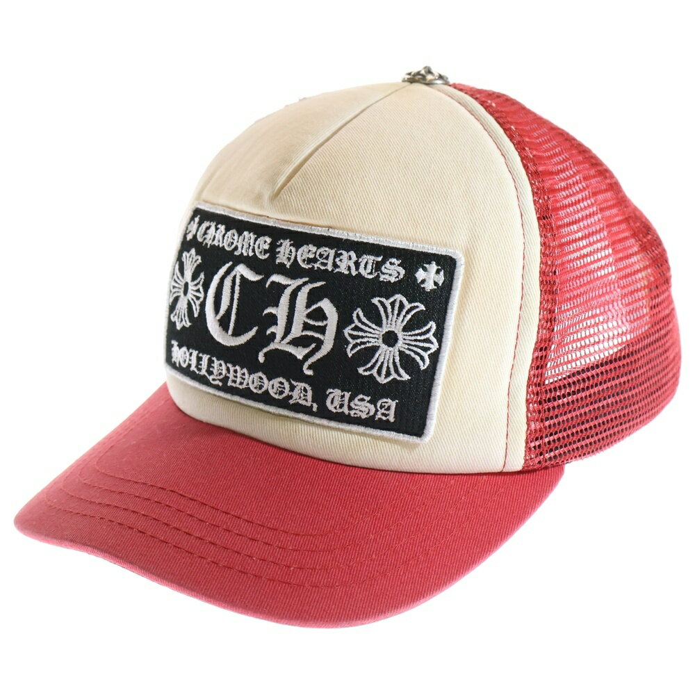 CHROME HEARTS(クロムハーツ) サイズ:OS TRUCKER CAP CHパッチメッシュトラッカーキャップ クロスボール付 帽子 レッド/ホワイト【...