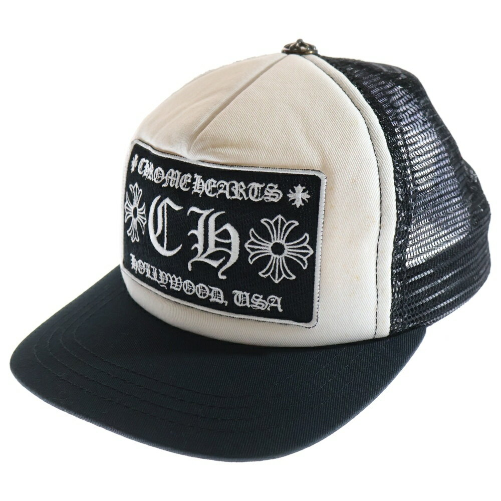 CHROME HEARTS(クロムハーツ) サイズ:OS TRUCKER CAP CHパッチメッシュトラッカーキャップ クロスボール付 帽子 ホワイト/ブラック...