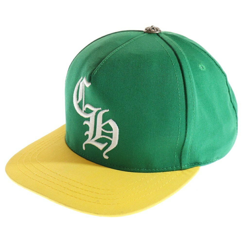CHROME HEARTS(クロムハーツ) サイズ:OS HAT 5 PNL CAP BSBL CHロゴベースボールキャップ 帽子 グリーン/イエロー【中古】【...