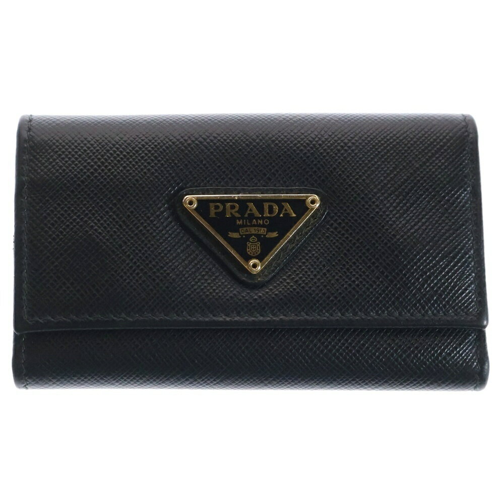 PRADA(プラダ) サフィアーノメタルロゴ キーケース ブラック1PG222【中古】【程度B】【カラーブラック】【取扱店舗BRING福岡天神店】