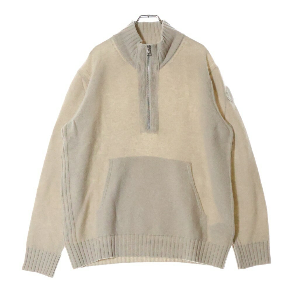 MONCLER(モンクレール) サイズ:XL Wool Sweater ハーフジップ ウール ニットセーター ベージュ I20919F00002【中古】【程度A】【カラーベージュ】【取扱店舗BRING仙台店】
