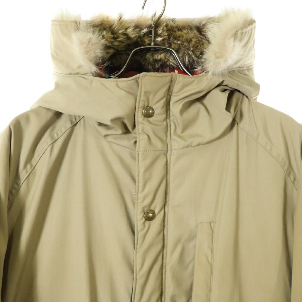 WOOLRICH(ウールリッチ) サイズ:M 70S VINTAGE COYOTE FUR MOUNTAIN PARKA ヴィンテージ 白タグ 裏地タータンチェック コヨーテファー マウンテン フーデッド中綿コート ベージュ【中古】【程度B】【カラーベージュ】【オンライン限定商品】