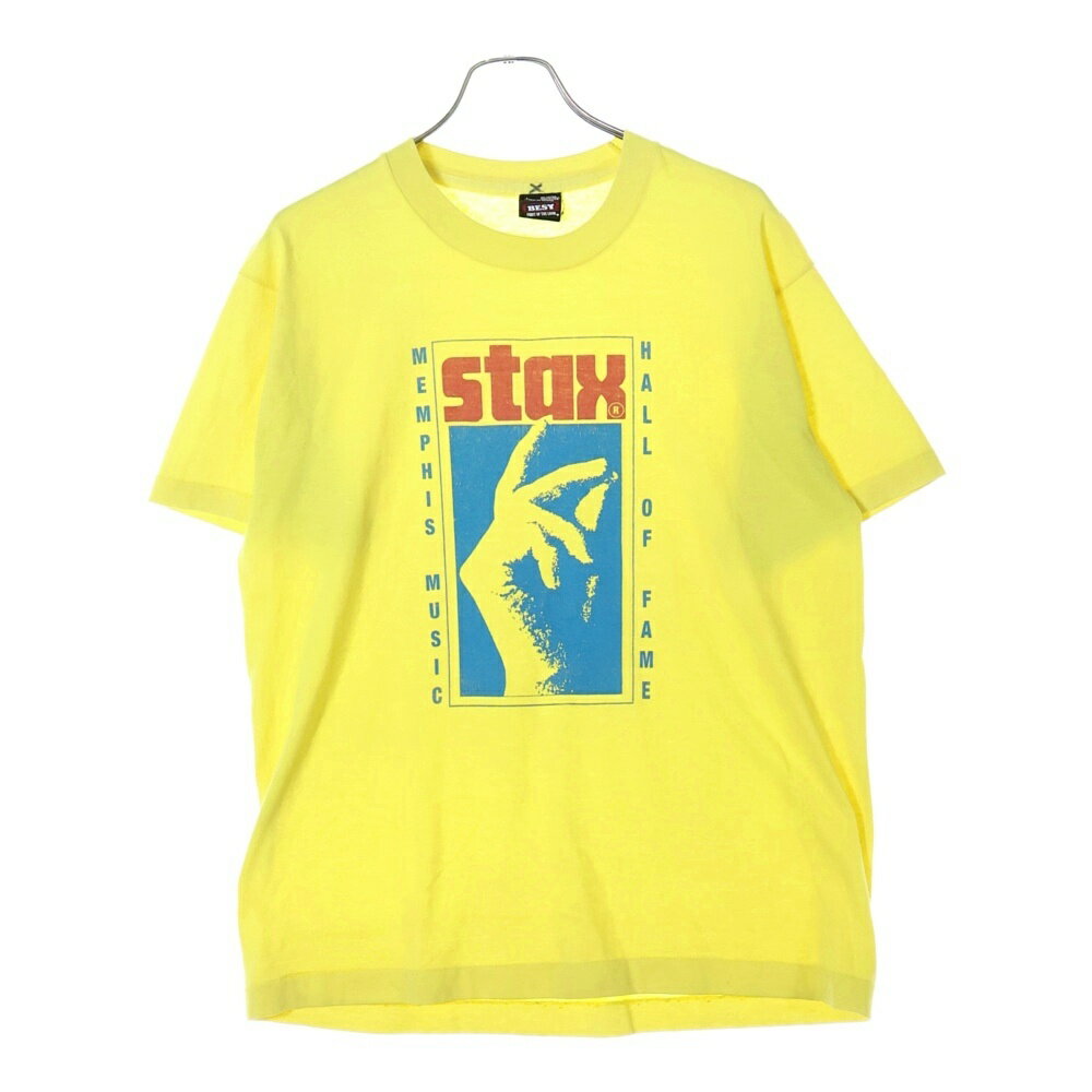 VINTAGE(ヴィンテージ) サイズ:L 90S Stax Records スタックレコード プリント 半袖Tシャツ イエロー【中古】【程度B】【カラーイエロー】【取扱店舗BRINGアメリカ村店】