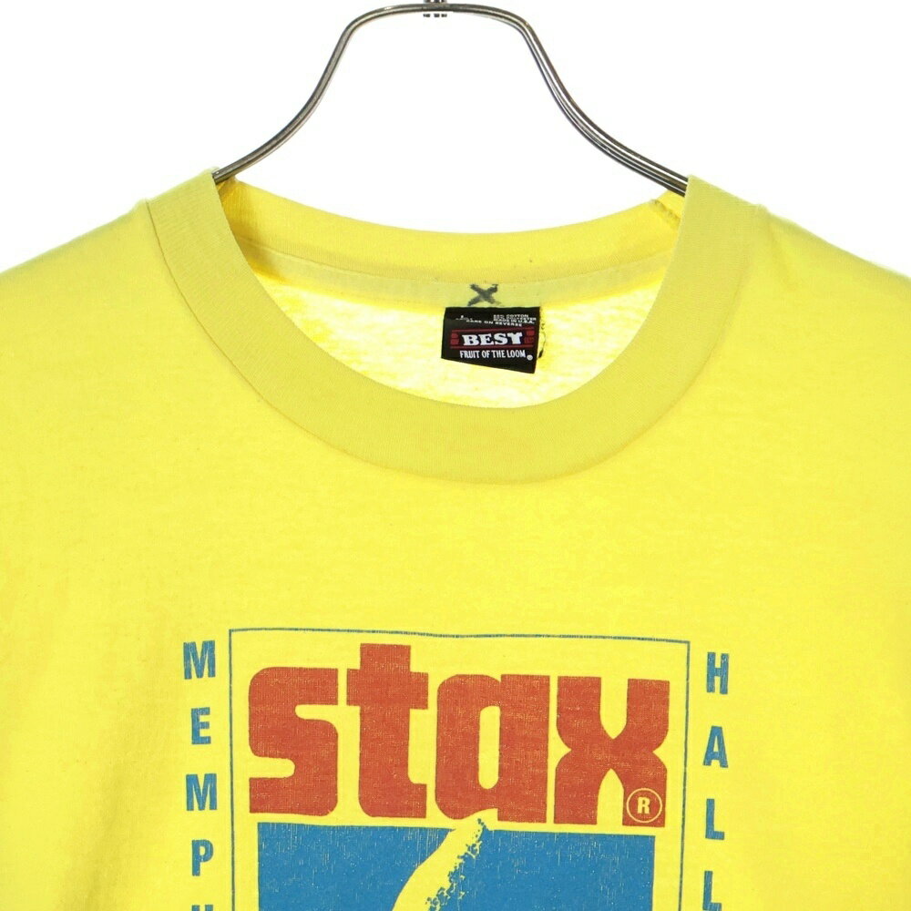VINTAGE(ヴィンテージ) サイズ:L 90S Stax Records スタックレコード プリント 半袖Tシャツ イエロー【中古】【程度B】【カラーイエロー】【取扱店舗BRINGアメリカ村店】