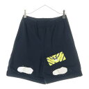 OFF-WHITE(オフホワイト) サイズ:XS 17SS DIAG SPRAY MESH SHORTS スプレーデザイン メッシュハーフパンツ ブラック【中古】【程度B】【カラーブラック】【取扱店舗BRING福岡天神店】