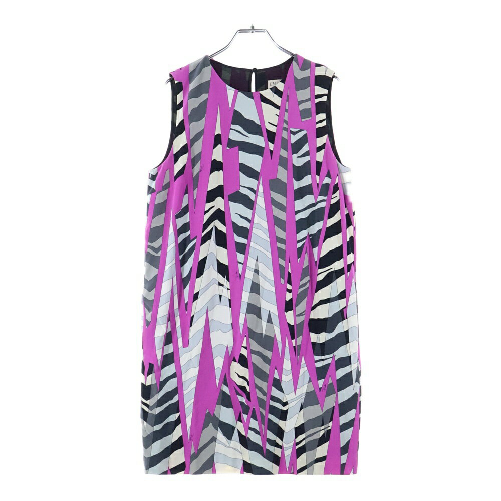 EMILIO PUCCI(エミリオプッチ) サイズ:38 レーヨン 総柄 ノースリーブワンピース パープル レディース 56RG73【中古】【程度B】【カラーパープル】【オンライン限定商品】