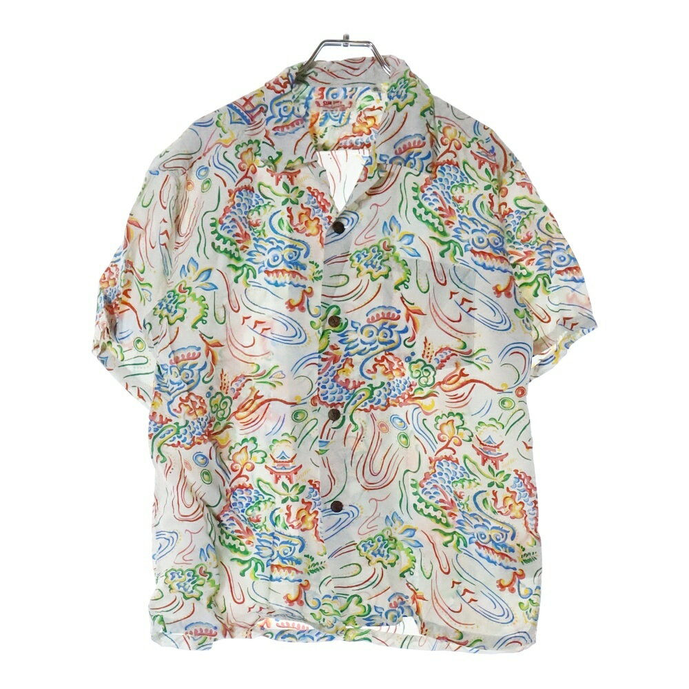 SUN SURF(サンサーフ) サイズ:M GUARDIAN SPIRIT ガーディアン スピリット 白竜 レーヨン ハワイアン 半袖 アロハシャツ ホワイト SS39211【中古】【程度B】【カラーホワイト】【取扱店舗BRING THRIFT CLOSET 幕張店】