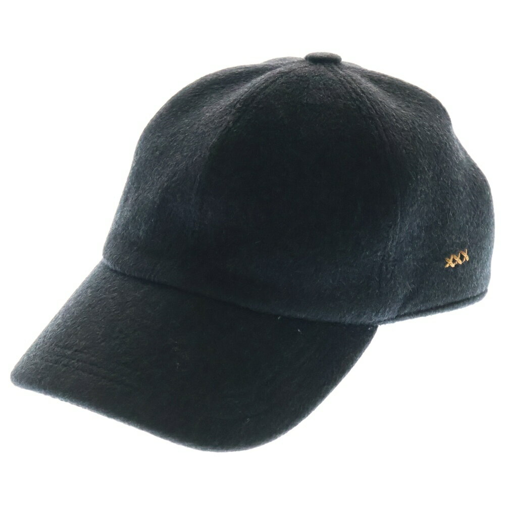 Ermenegildo Zegna(エルメネジルドゼニア) サイズ:L カシミヤ 刺繍 ベースボールキャップ 帽子 ブラック【中古】【程度A】【カラーブラック】...