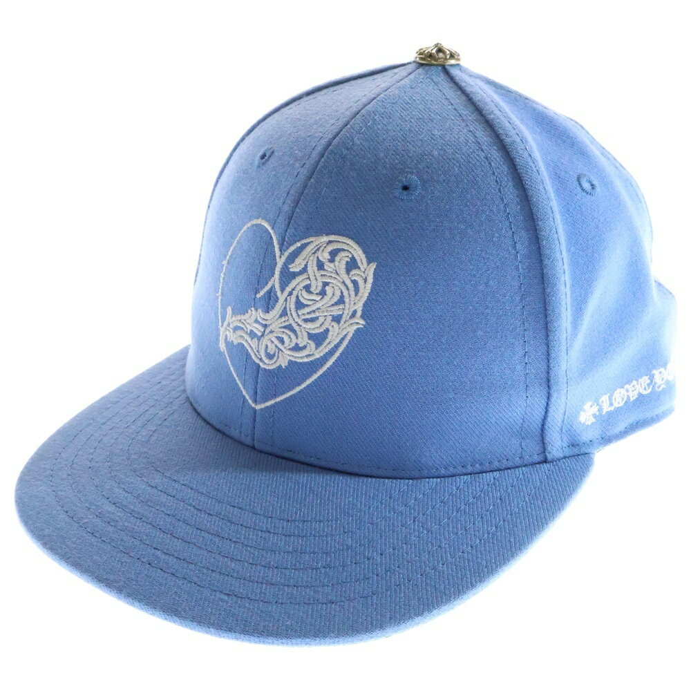 CHROME HEARTS(クロムハーツ) サイズ:OS FITTED WOOL ACRYLIC SERGE ハートロゴ刺繍ベースボールキャップ ブルー【中古】...