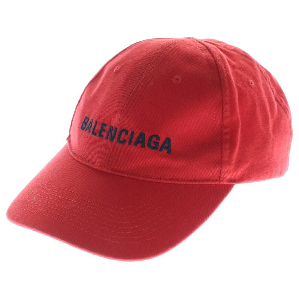 BALENCIAGA(バレンシアガ) サイズ:L59 21SS Classic Baseball Cap ロゴ刺繍クラシックベースボールキャップ 帽子 レッド ...