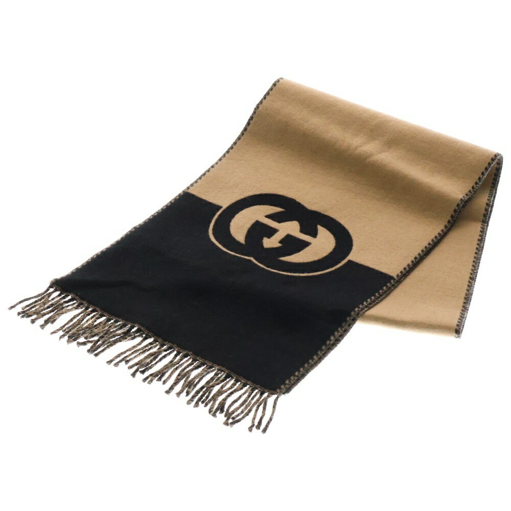 GUCCI(グッチ) インターロッキングG ウールマフラー ブラウン 715497【中古】【程度A】【カラーブラウン】【取扱店舗BRING札幌店】