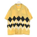 NO BRAND(ノーブランド) サイズ:XL RAYON S/S ARGYLE Style SH38129 アーガイルチェックレーヨン半袖オープンカラーシャツ...