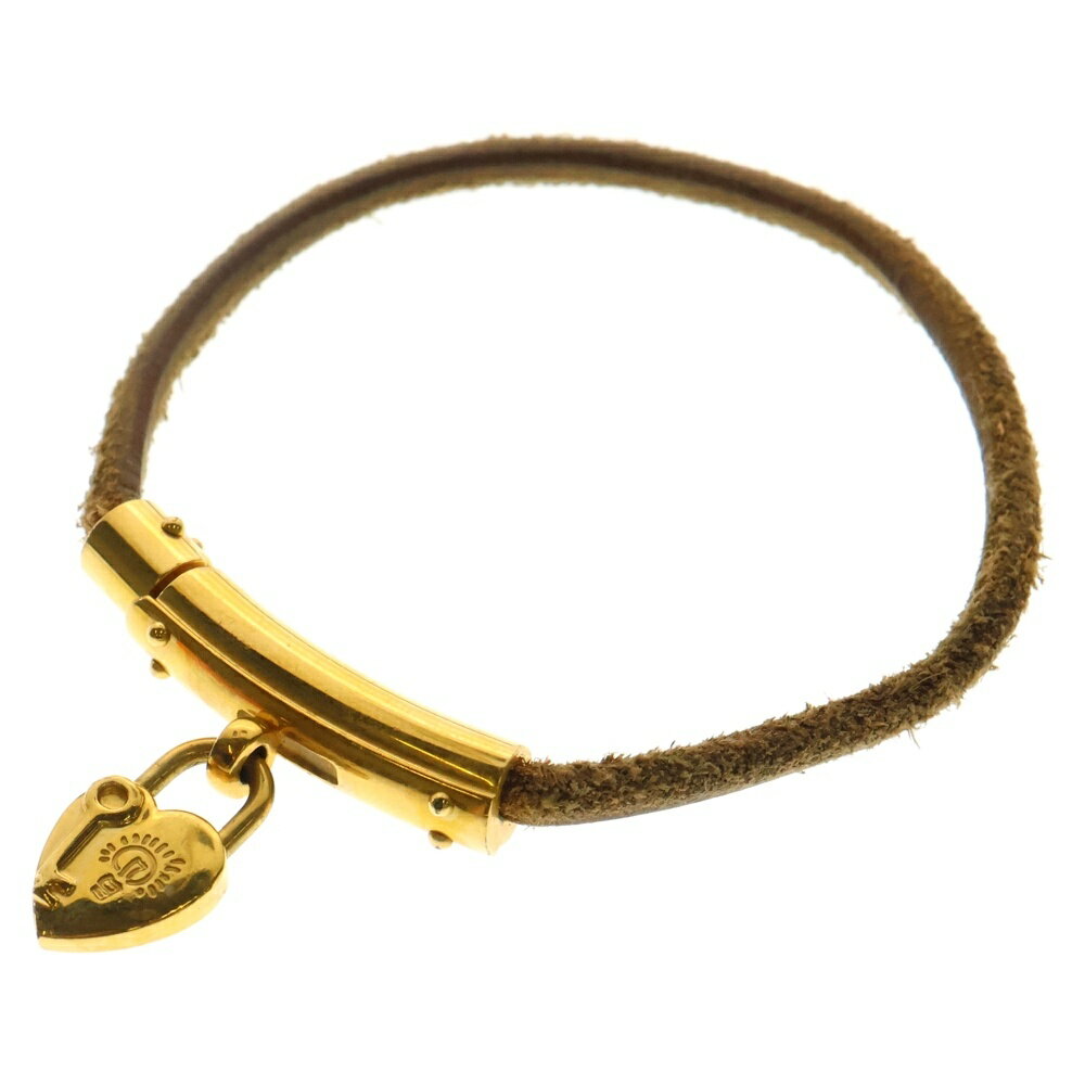 HERMES(エルメス) サイズ:- ヴィヴィリデ ブレスレット パドロック ハートモチーフ ブラウン シルバー金具【中古】【程度B】【カラーブラウン】【オンライン限定商品】
