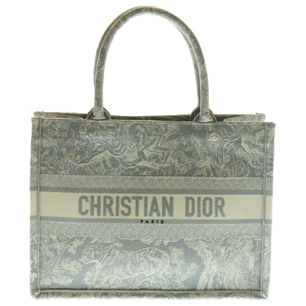 DIOR(ディオール) サイズ:ミディアム BOOK TOTE オブリーク エンブロイダリー ブックトート バッグ グレー【新古品/中古】【程度S】【カラーグレー】【取扱店舗渋谷】