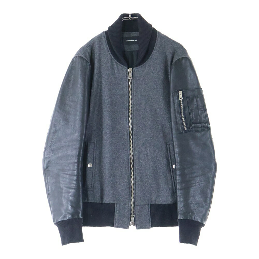 DIET BUTCHER SLIM SKIN(ダイエットブッチャー スリムスキン) サイズ:2 ウールジャケット 袖レザー切り替え ダブルジップジャケット グレー【中古】【程度B】【カラーグレー】【オンライン限定商品】