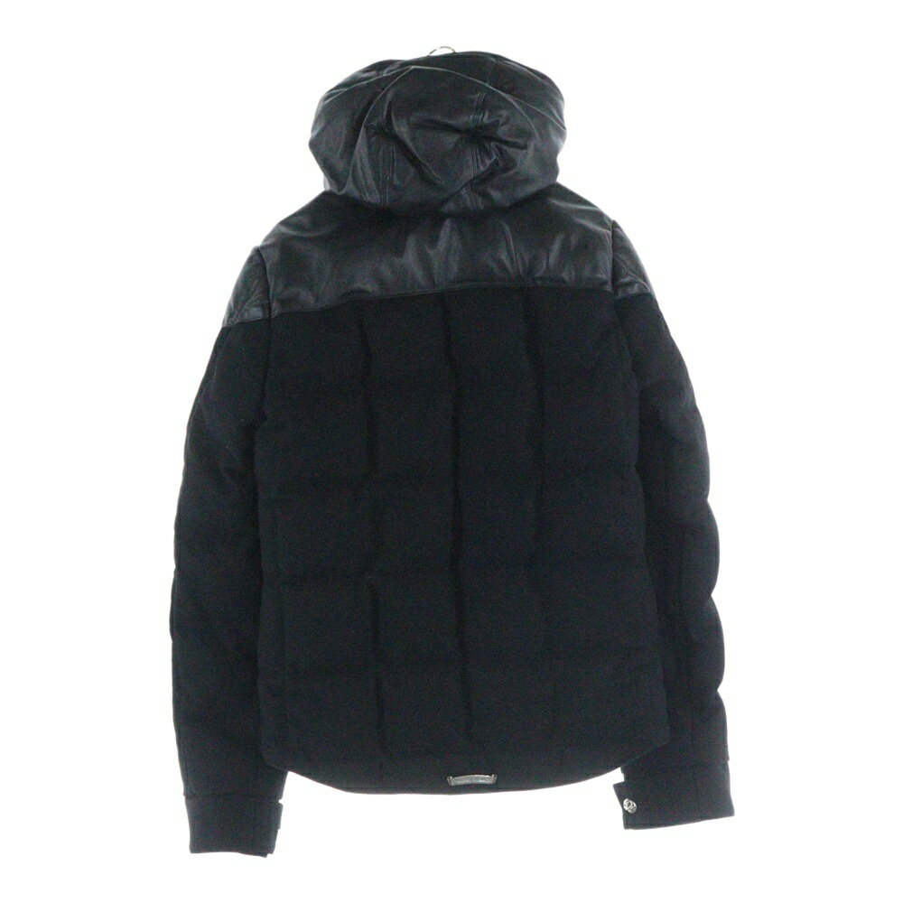 CHROME HEARTS(クロムハーツ) サイズ:S レザーカシミア切替 クロスボールボタン フード付き ジャケット ブラック【中古】【程度B】【カラーブラック】【取扱店舗OneStyle新宿店】