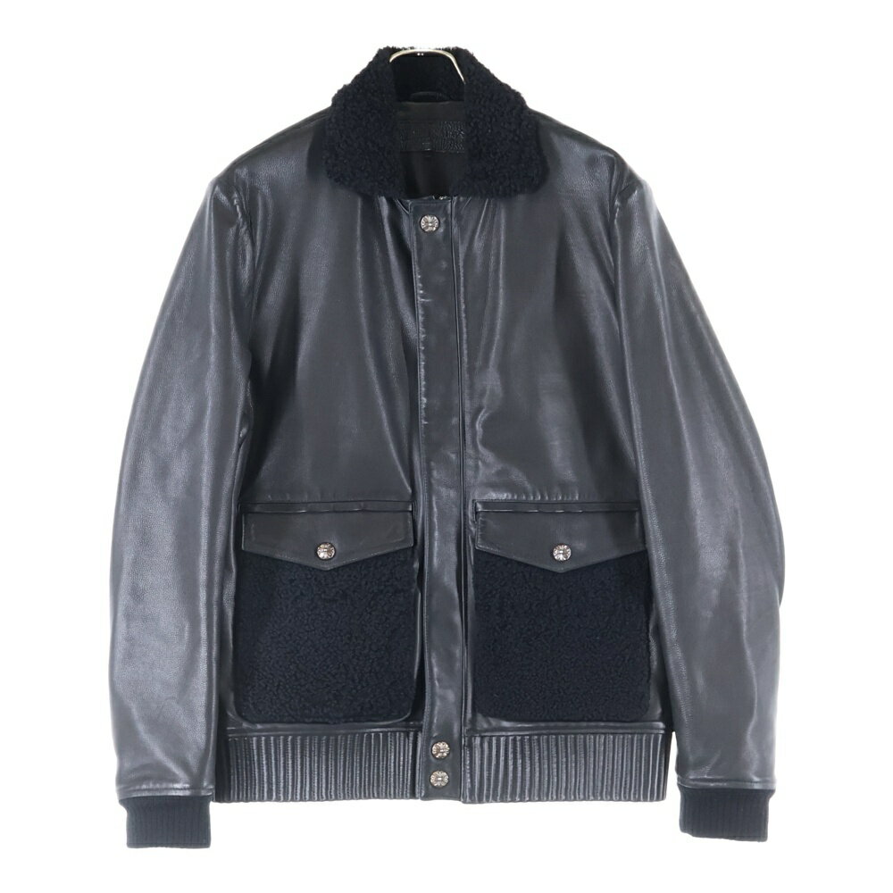 CHROME HEARTS(クロムハーツ) サイズ:M MAN CRUSH LTHR ムートン付きレザージャケット アウター ブラック【中古】【程度A】【カラー...