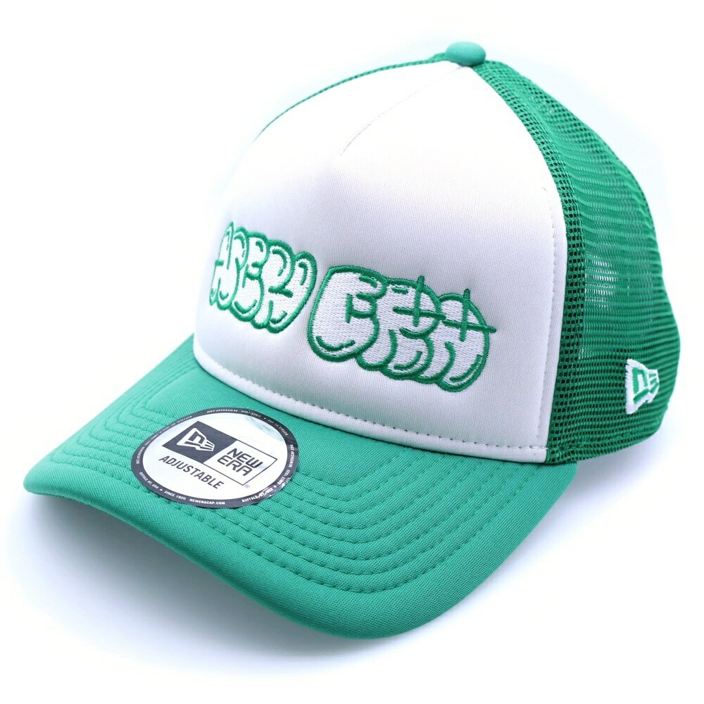 NEW ERA(ニューエラ) サイズ:- 9FORTY A-Frame メッシュキャップ 帽子 ホワイト×グリーン ポリエステル【中古】【程度B】【カラーグリー...