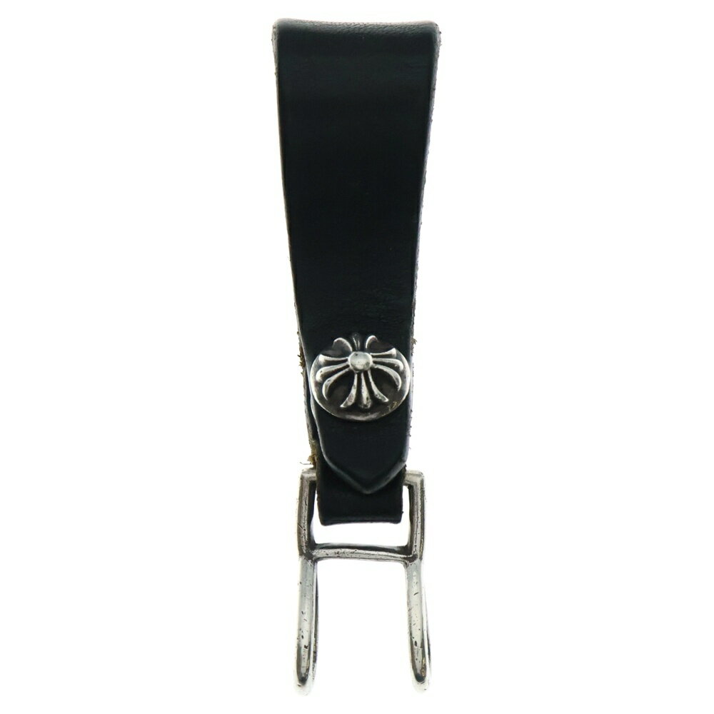 CHROME HEARTS(クロムハーツ) BELT LOOP クロスボールボタンレザーベルトループ シルバー ブラック BCA397【中古】【程度B】【カラーブラック】【取扱店舗BRING福岡天神店】
