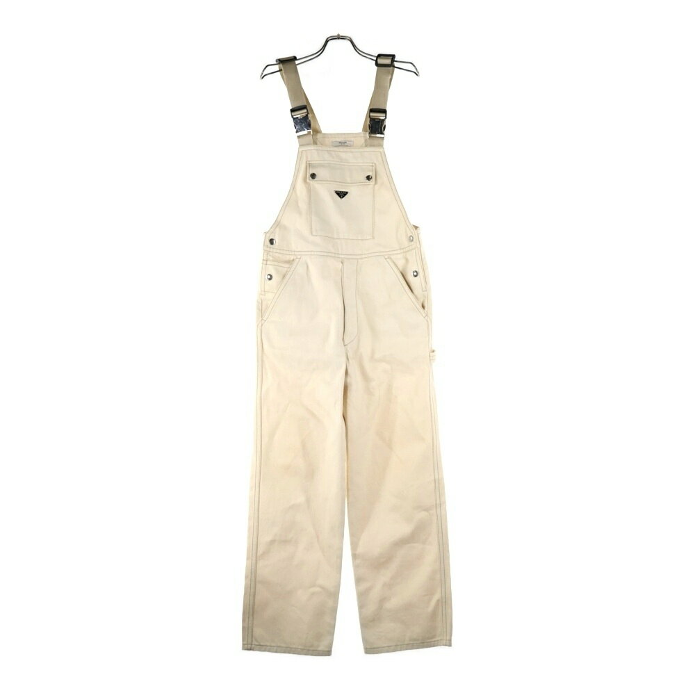PRADA(プラダ) サイズ:36 三角プレート デニムオーバーオール ベージュ GEZ003 S222【中古】【程度B】【カラーベージュ】【取扱店舗BRING...