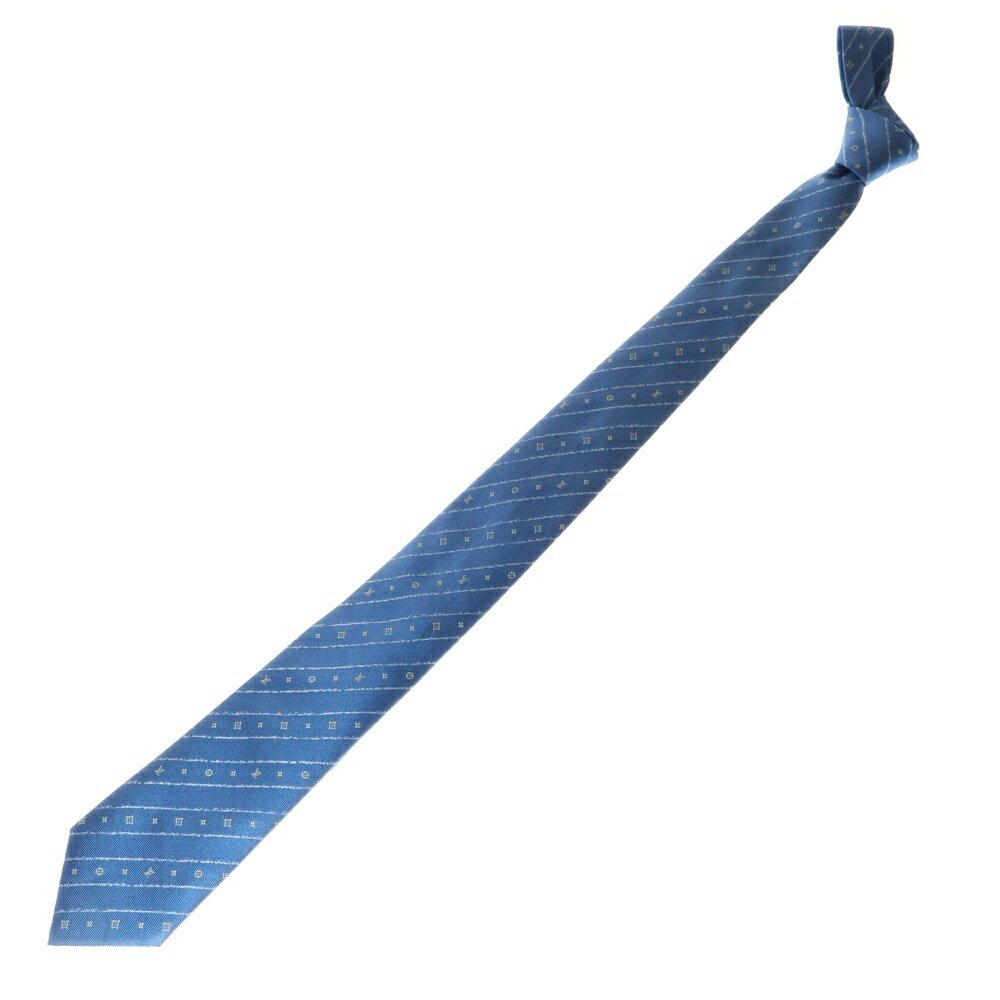 LOUIS VUITTON(ルイヴィトン) モノグラム シルク ネクタイ ブルー【中古】【程度B】【カラーブルー】【オンライン限定商品】