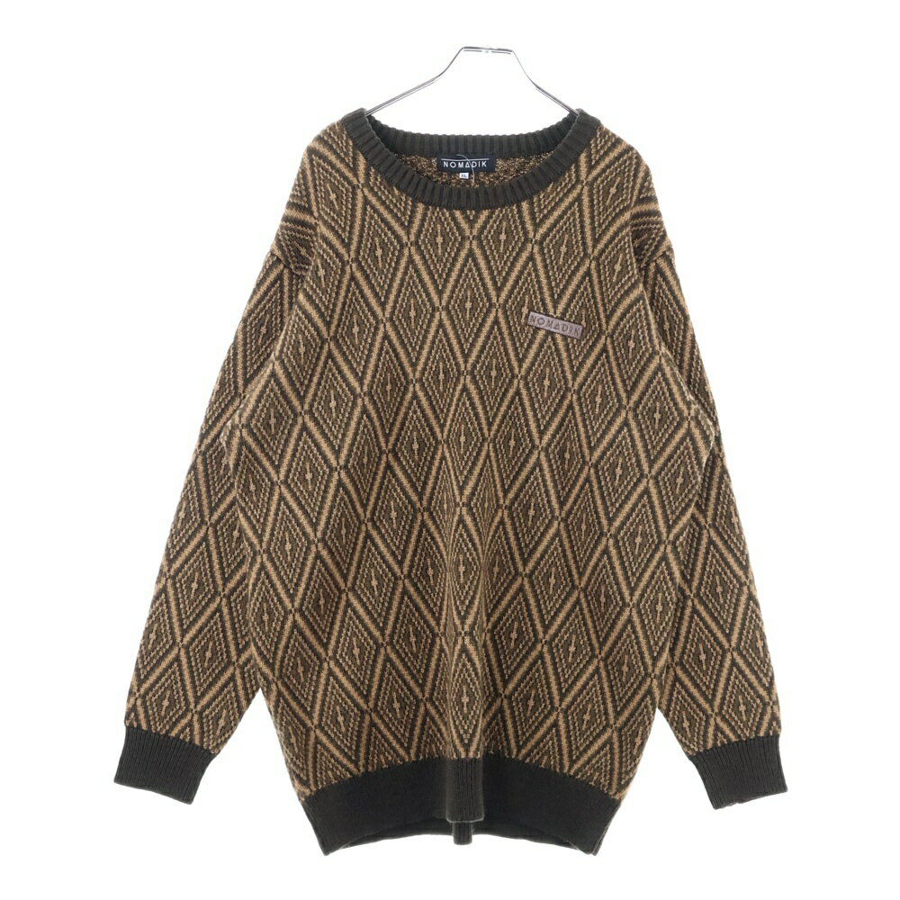 KNOMADIK BY DANIEL PATRICK(ノマディック バイ ダニエル パトリック) サイズ:XL RHOMBUS JACQURD SWEATER レギュラーフィット アクリルニットセーター ブラウン【中古】【程度B】【カラーブラウン】【オンライン限定商品】