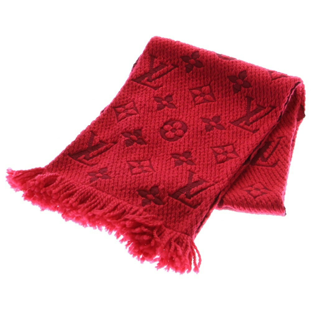 LOUIS VUITTON(ルイヴィトン) エシャルプ ロゴマニア ウールシルク ニットマフラー レッド 413287【中..