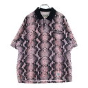 WACKO MARIA(ワコマリア) サイズ:S 22SS VELOUR POLO SHIRT S/S パイソン ベロア 半袖ポロシャツ ピンク 22SS-WM...