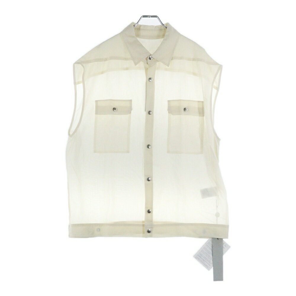 Rick Owens(リックオウエンス) サイズ:40 SLEEVELESS JUMBO SHIRT ジャンボ ノースリーブシャツ アイボリー RP01B4725-OR【新古品/中古..