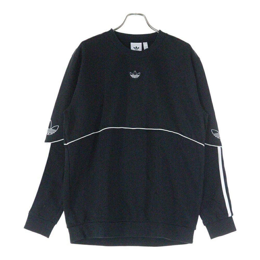 adidas(アディダス) サイズ:XO ロゴワッペン付き サイドライン プルオーバースウェットトレーナー ブラック FM3856【中古】【程度B】【カラーブラック】【オンライン限定商品】(4)