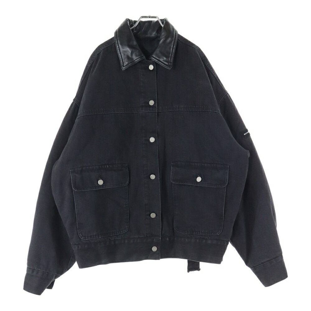 NO BRAND(ノーブランド) サイズ:3 MASONPRINCE レザー 切り替え デニムジャケット ブラック【中古】【程度B】【カラーブラック】【オンライン限定商品】