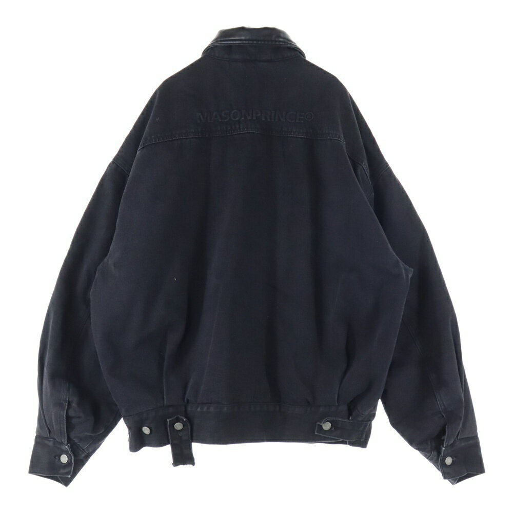 NO BRAND(ノーブランド) サイズ:3 MASONPRINCE レザー 切り替え デニムジャケット ブラック【中古】【程度B】【カラーブラック】【オンライン限定商品】