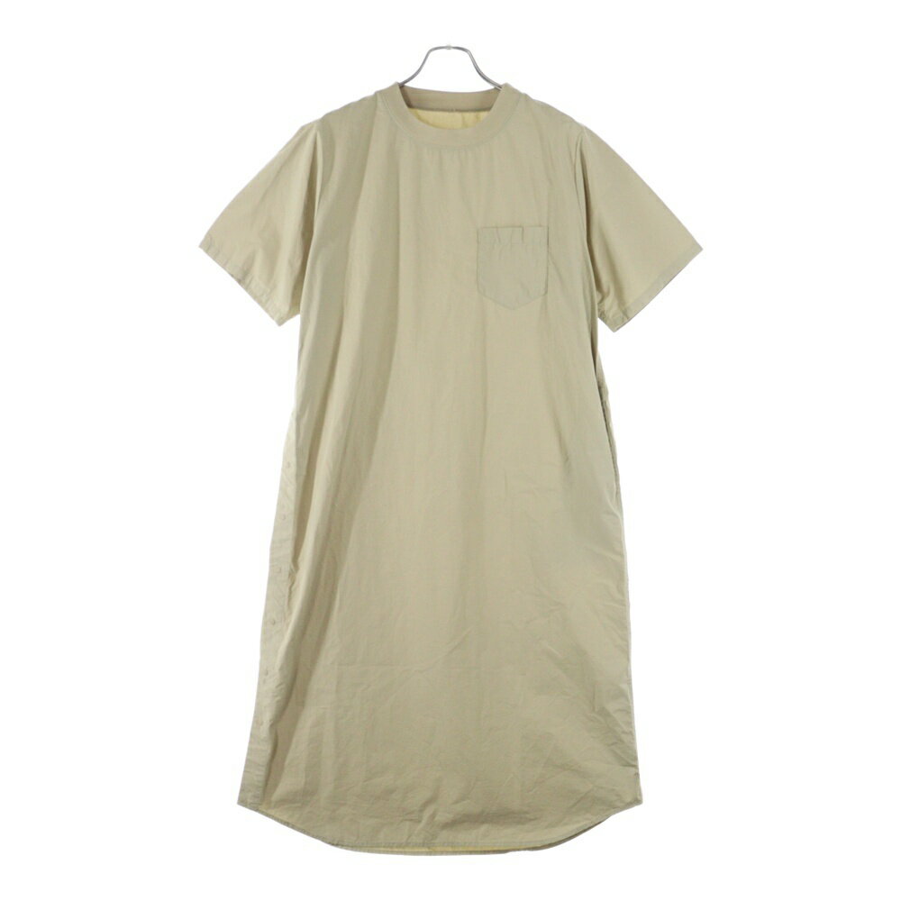 BEAMS BOY(ビームスボーイ) サイズ:FREE タイプライター リブ プルオーバー 半袖ワンピース コットン ベージュ【新古品/中古】【程度S】【カラーベージュ】【オンライン限定商品】