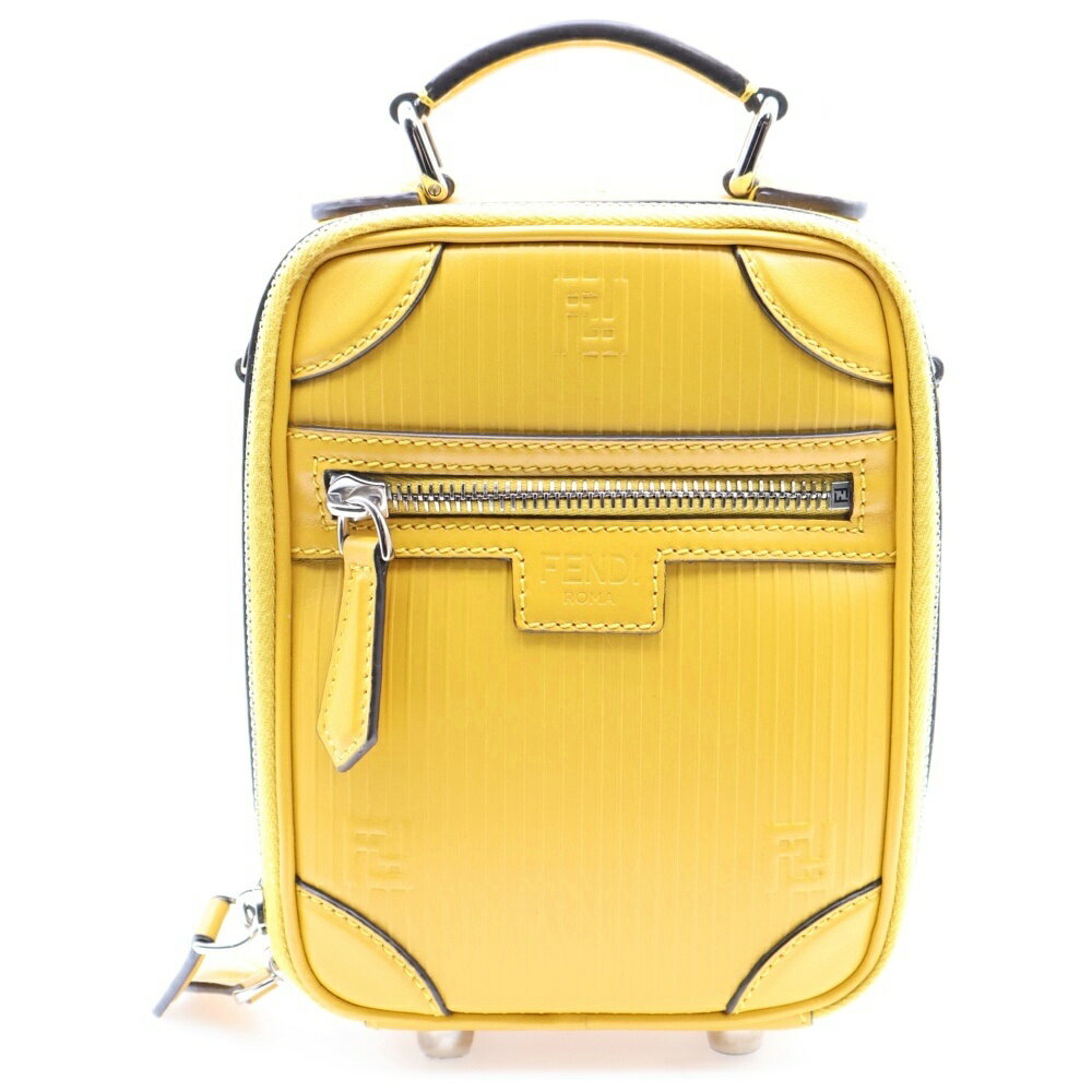 FENDI(フェンディ) サイズ:- ミニトローリー ワンショルダーハンドバッグ ミニハンドバッグ シルバー金具 イエロー レザー【中古】【程度A】【カラーイエロー】【取扱店舗BRING京都河原町店】