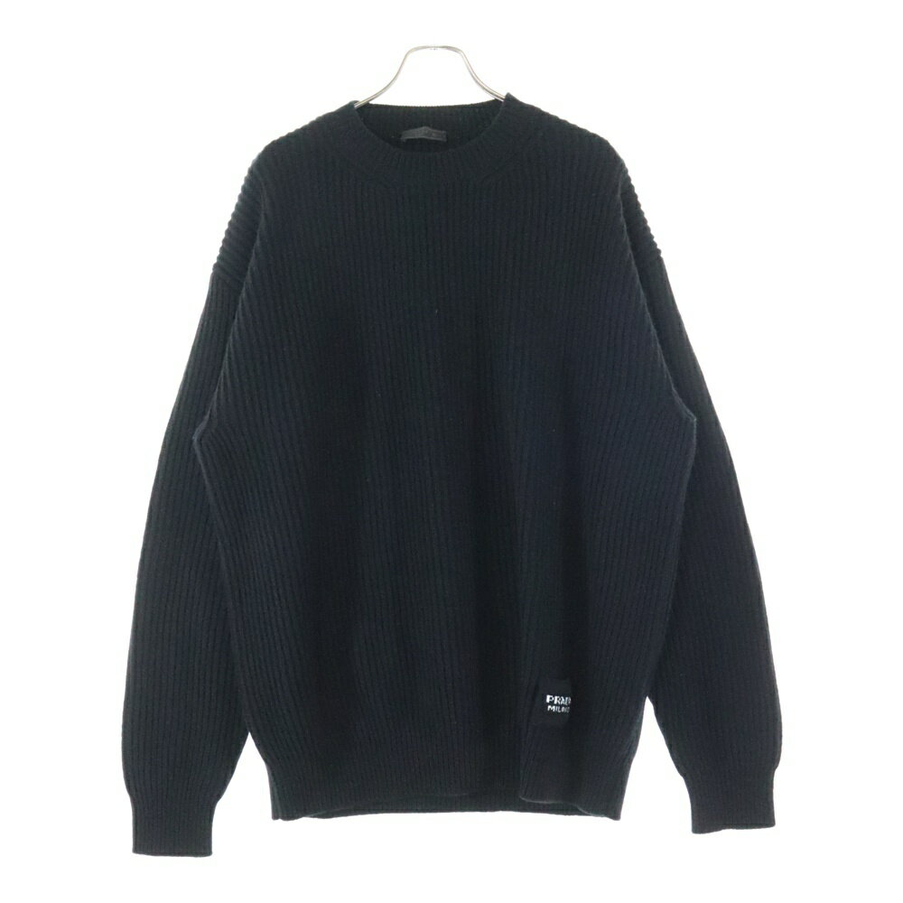 PRADA(プラダ) サイズ:52 21AW 裾ワッペンロゴ ウール クルーネック ロングスリーブ 長袖 リブニット ..