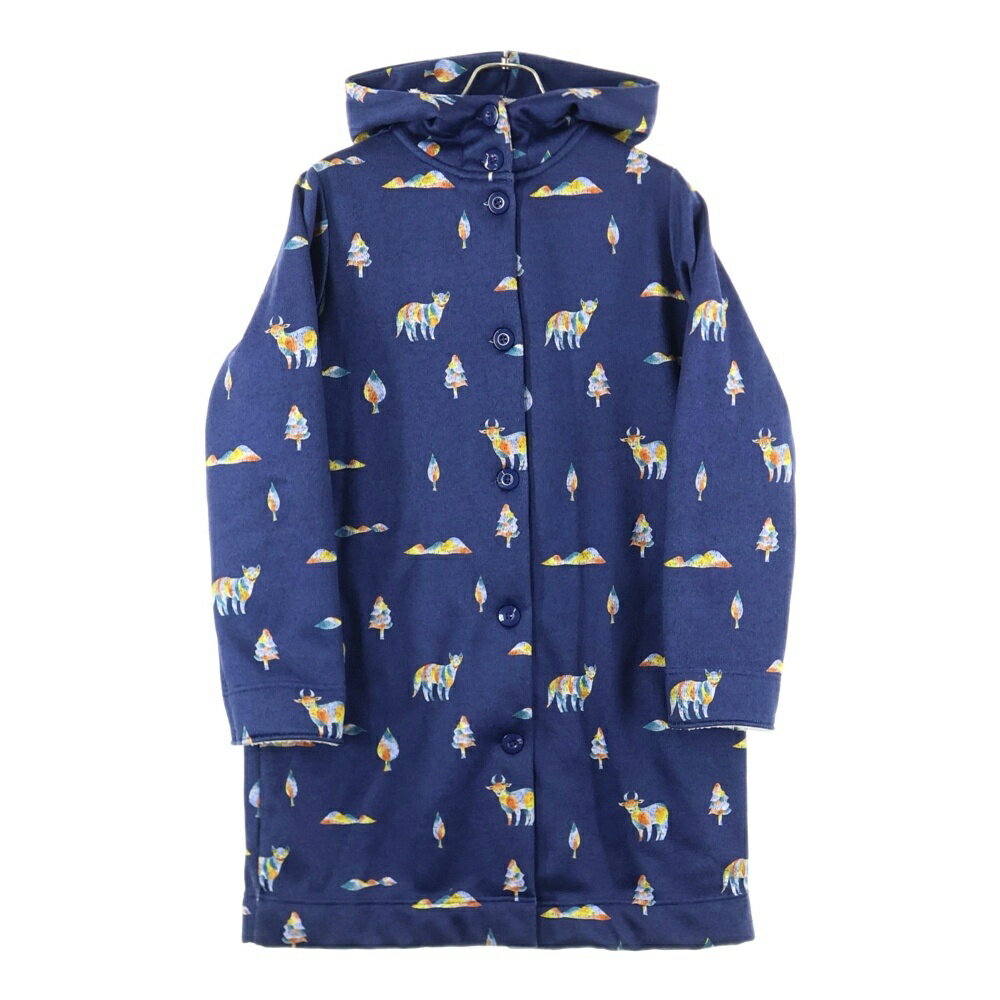 graniph(グラニフ) サイズ:W/F 裏起毛 総柄 フーデッドボタンジャケット アウター ネイビー【中古】【程度B】【カラーネイビー】【オンライン限定商品】