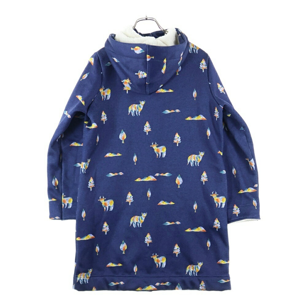 graniph(グラニフ) サイズ:W/F 裏起毛 総柄 フーデッドボタンジャケット アウター ネイビー【中古】【程度B】【カラーネイビー】【オンライン限定商品】