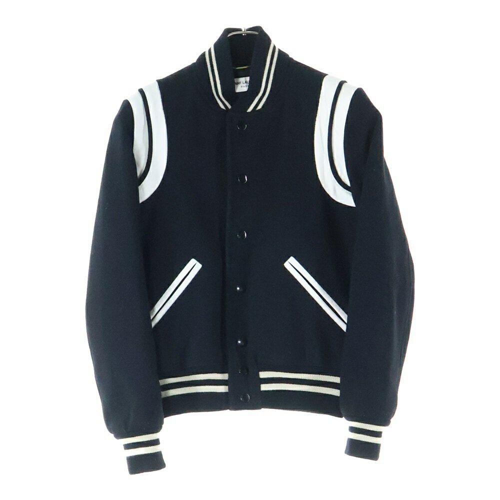 SAINT LAURENT PARIS(サンローランパリ) サイズ:36 テディジャケット レザートリムスタジャン ブルゾン ブラック レディース 376283 YYD80【中古】【程度B】【カラーブラック】【取扱店舗BRING：RED新宿東口店】