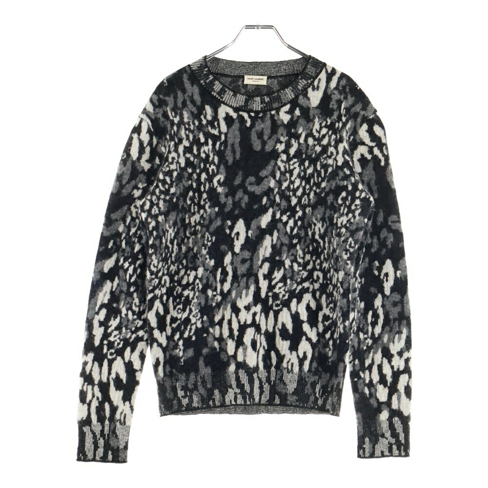 SAINT LAURENT PARIS(サンローランパリ) サイズ:XS レオパードニット クルーネックセーター ウール ブ..