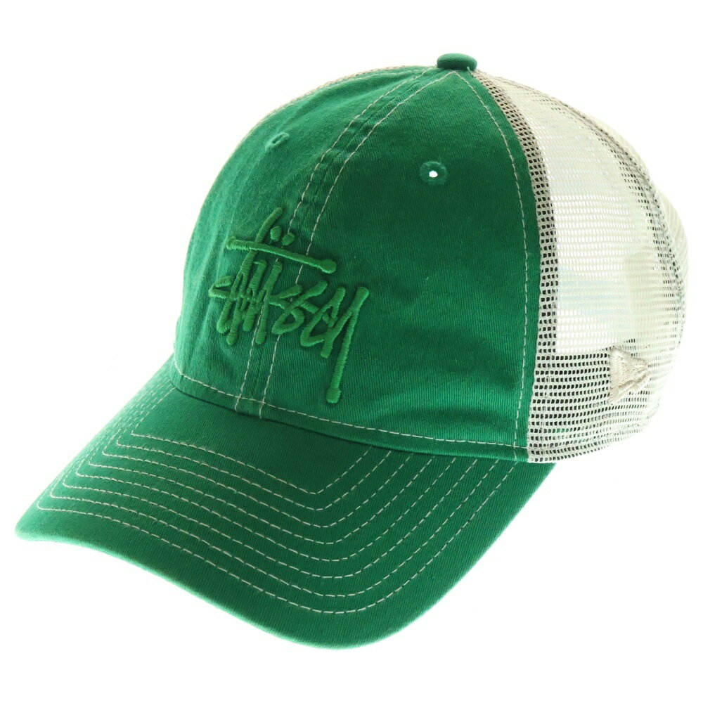 STUSSY(ステューシー) サイズ:OS ×NEWERA BASIC TRUCKER CAP ニューエラ ベーシック トラッカー キャップ 帽子 グリーン 1...