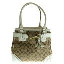 COACH(コーチ) シグネチャー キャンバス レザー ハンドバッグ ゴールド金具 ベージュ/ホワイト 10509【中古】【程度B】【カラーベージュ】【オンライン限定商品】