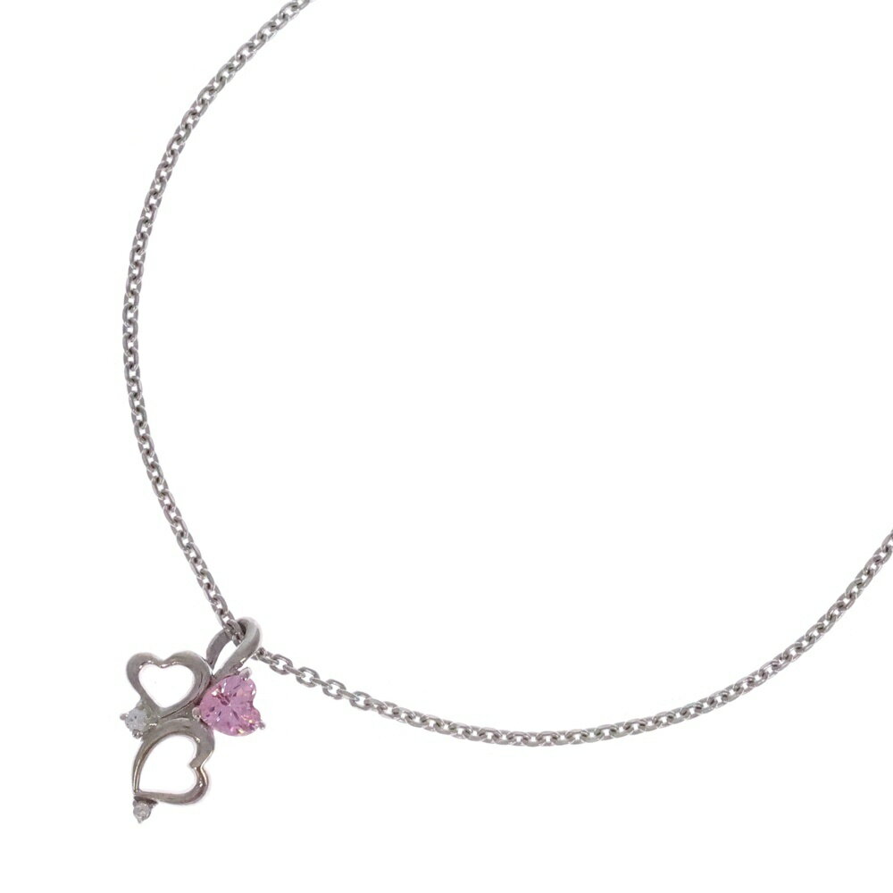 Samantha Tiara(サマンサティアラ) ハートモチーフ ラインストーン チェーンネックレス シルバー/ピン..