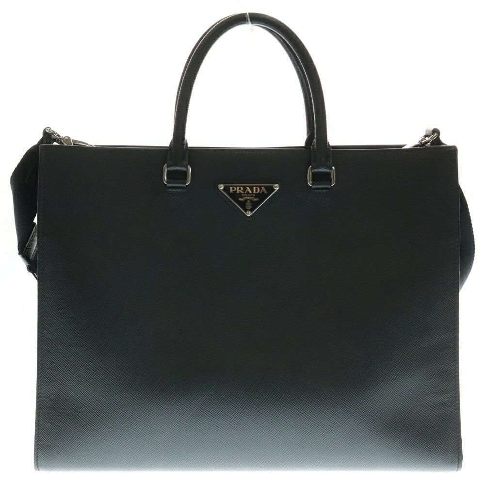 PRADA(プラダ) サフィアーノ キュイール トライアングルロゴ 2wayトートバッグ 黒 レザー 2VG101【中古】【程度B】【カラーブラック】【取扱店舗BRING：RED新宿東口店】
