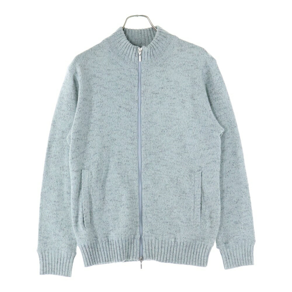 three dots(スリードッツ) サイズ:S ジップアップニット ME711M ブルー【中古】【程度B】【カラーブルー】【取扱店舗BRING THRIFT CLOSET 幕張店】