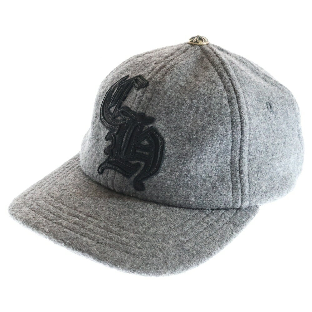 CHROME HEARTS(クロムハーツ) サイズ:OS CHレザーパッチ クロスボール ウールキャップ グレー/ブラック【中古】【程度B】【カラーグレー】【取...