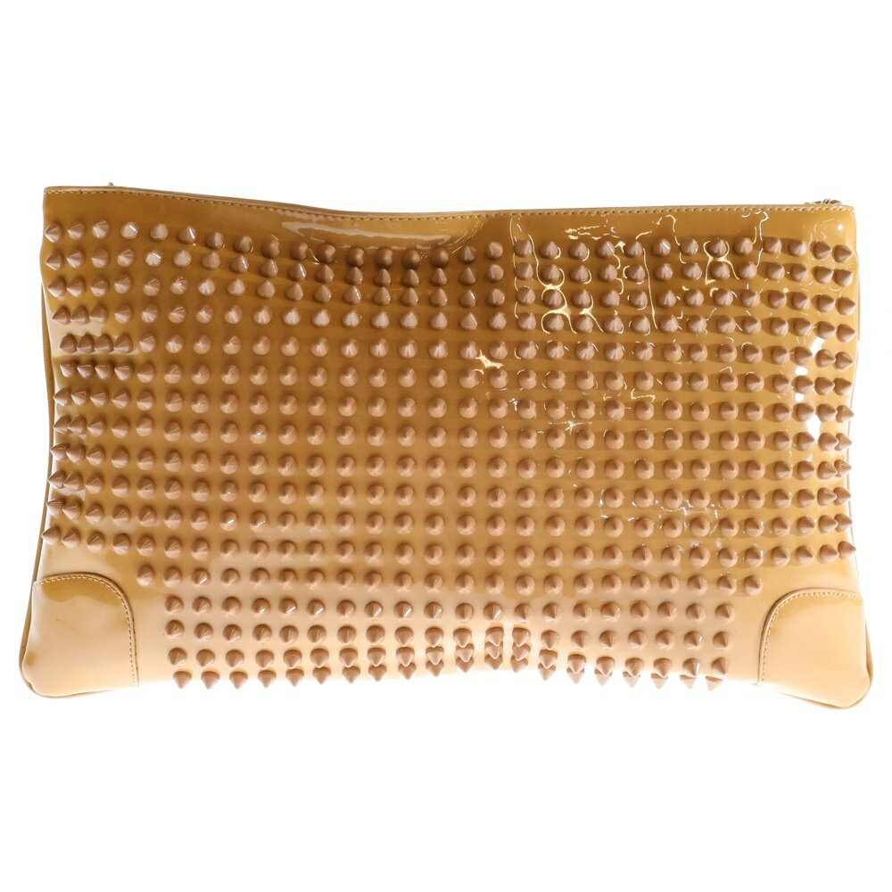 CHRISTIAN LOUBOUTIN(クリスチャンルブタン) スタッズデザイン 2Way チェーンショルダー クラッチバッグ ブラウン 3120238【中古】【程度B】【カラーブラウン】【オンライン限定商品】