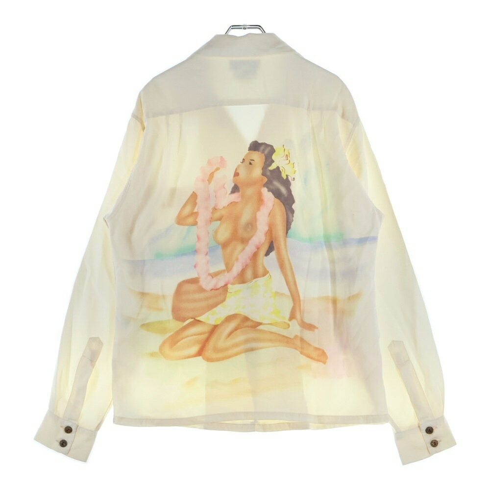 SUN SURF(サンサーフ) サイズ:S 09SS Special Edition PIN UP QUEEN LONG SLEEVE スペシャルエディション ピンアップ クイーン 長袖ハワイアンシャツ アロハシャツ アイボリー SS24657【中古】【程度B】【カラーホワイト】【オンライン限定商品】