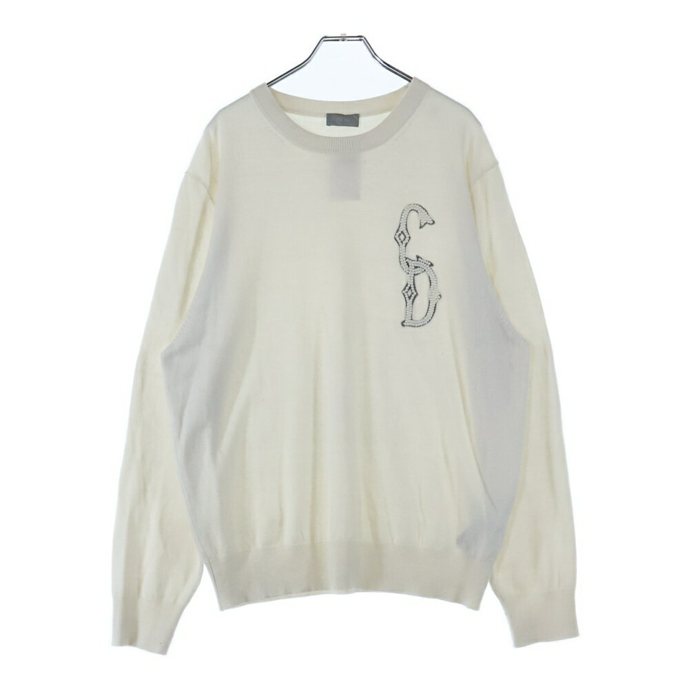 DIOR(ディオール) サイズ:L 23AW CDインターレース クルーネック ニットセーター グレー 343M640AT721..
